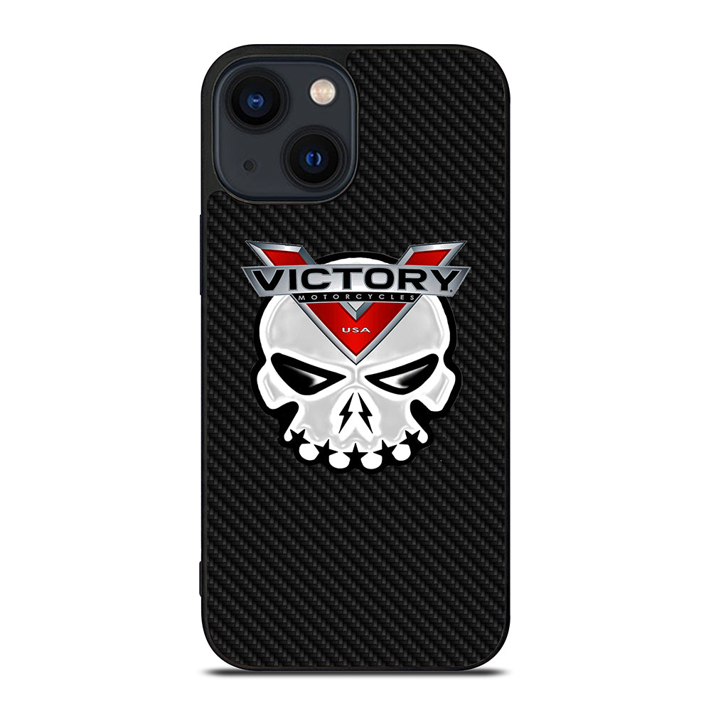 VICTORY MOTOR SKULL LOGO CARBON iPhone 14 Plus Case Cover