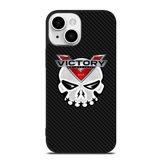 VICTORY MOTOR SKULL LOGO CARBON iPhone 13 Mini Case Cover