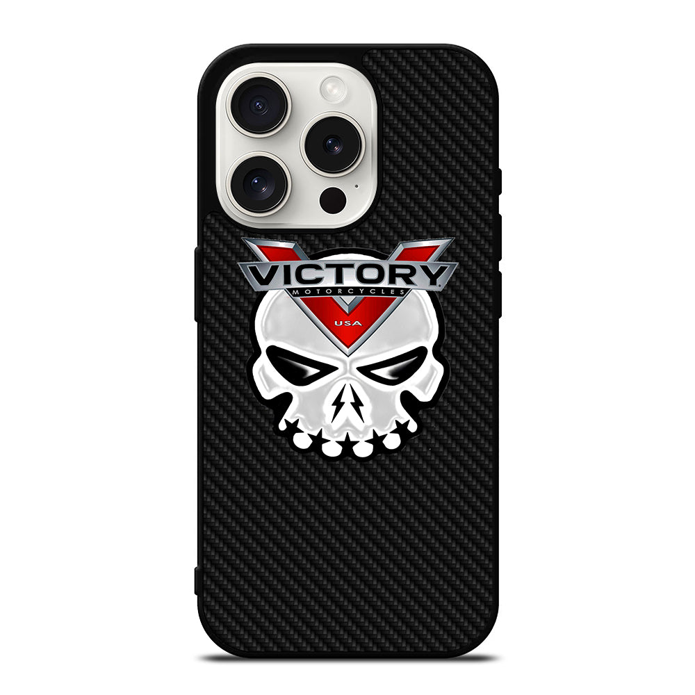 VICTORY MOTOR SKULL LOGO CARBON iPhone 15 Pro Case Cover