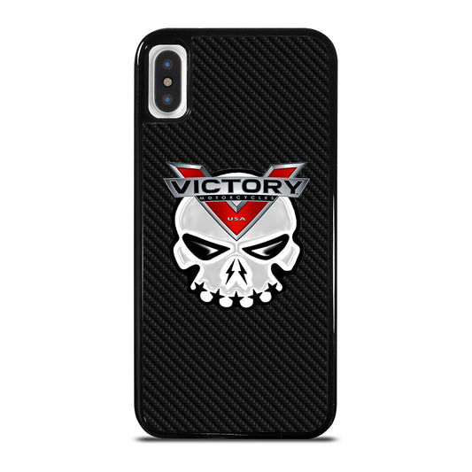 VICTORY MOTOR SKULL LOGO CARBON iPhone X / XS Case Cover