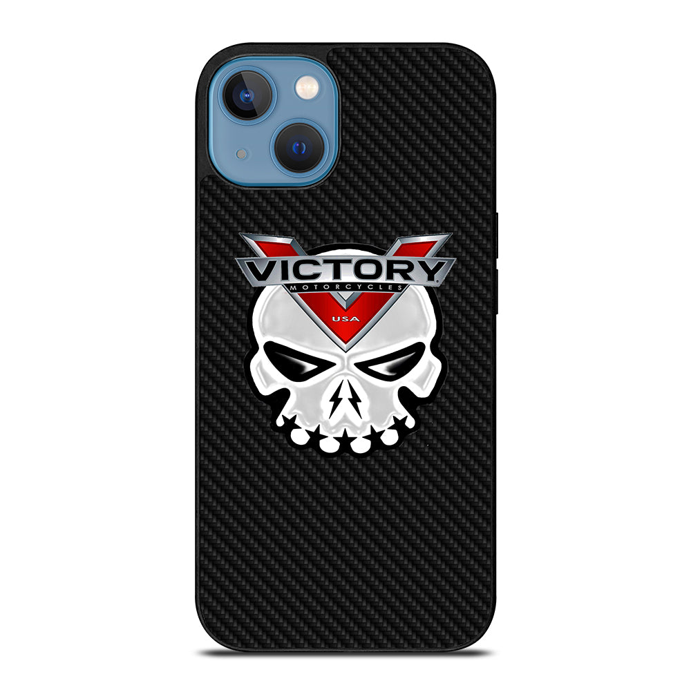 VICTORY MOTOR SKULL LOGO CARBON iPhone 13 Case Cover