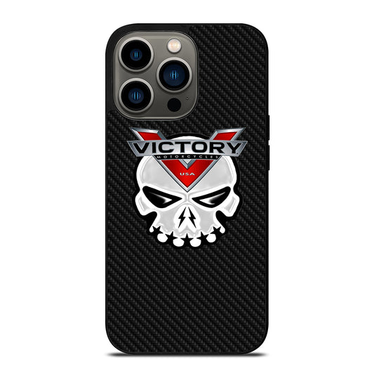 VICTORY MOTOR SKULL LOGO CARBON iPhone 13 Pro Case Cover