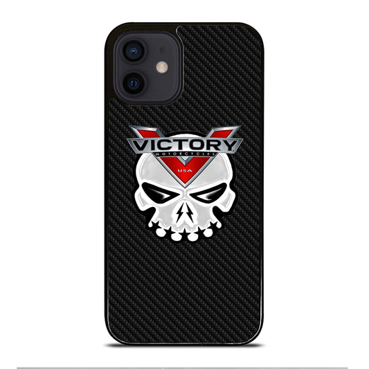 VICTORY MOTOR SKULL LOGO CARBON iPhone 12 Mini Case Cover