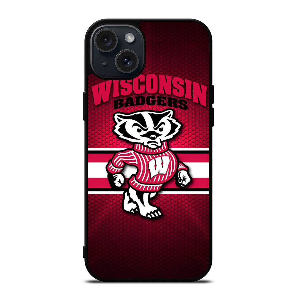WISCONSIN BADGERS METAL LOGO iPhone 15 Plus Case Cover