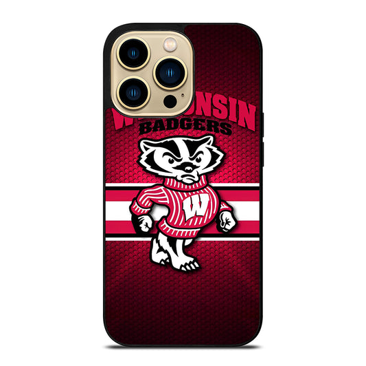 WISCONSIN BADGERS METAL LOGO iPhone 14 Pro Max Case Cover