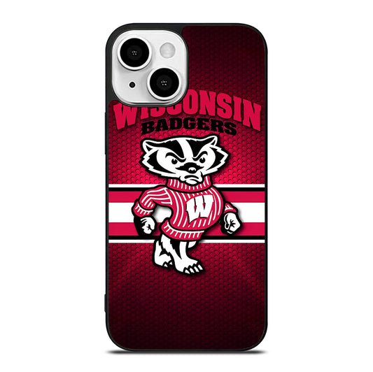 WISCONSIN BADGERS METAL LOGO iPhone 13 Mini Case Cover