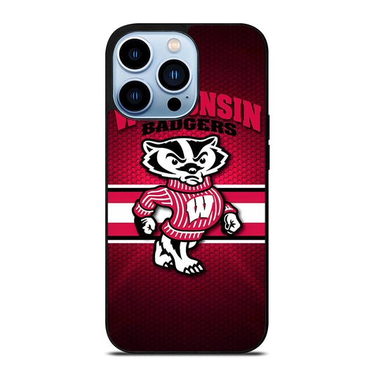 WISCONSIN BADGERS METAL LOGO iPhone 13 Pro Max Case Cover