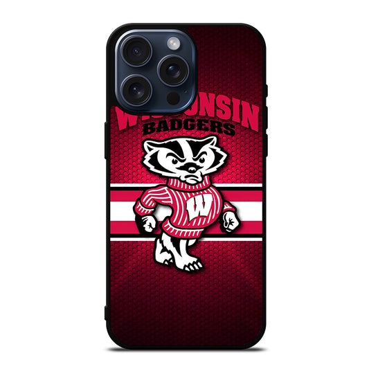 WISCONSIN BADGERS METAL LOGO iPhone 15 Pro Max Case Cover