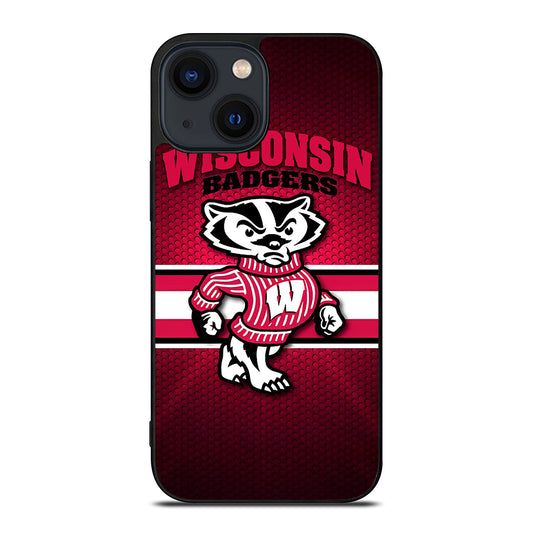 WISCONSIN BADGERS METAL LOGO iPhone 14 Plus Case Cover