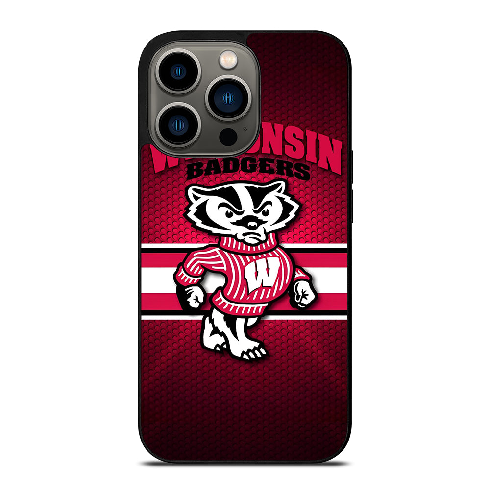 WISCONSIN BADGERS METAL LOGO iPhone 13 Pro Case Cover