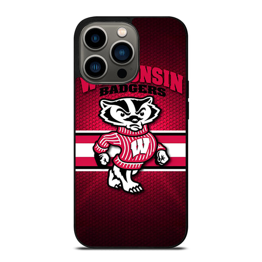 WISCONSIN BADGERS METAL LOGO iPhone 13 Pro Case Cover