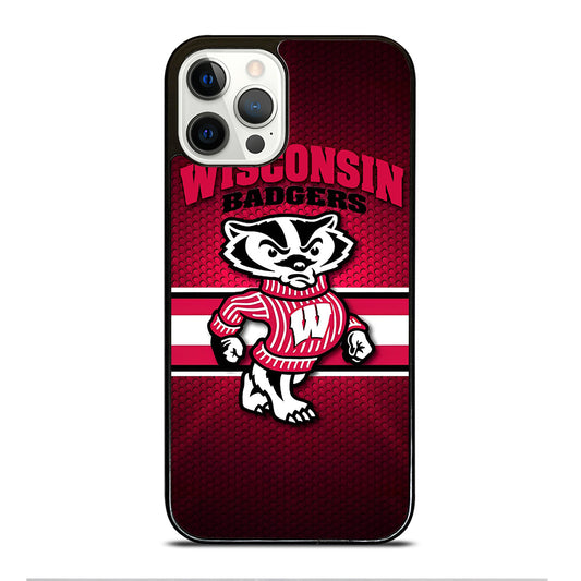 WISCONSIN BADGERS METAL LOGO iPhone 12 Pro Case Cover