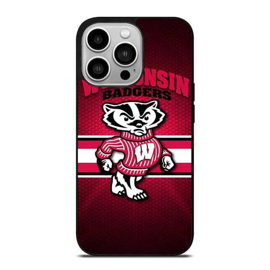 WISCONSIN BADGERS METAL LOGO iPhone 14 Pro Case Cover