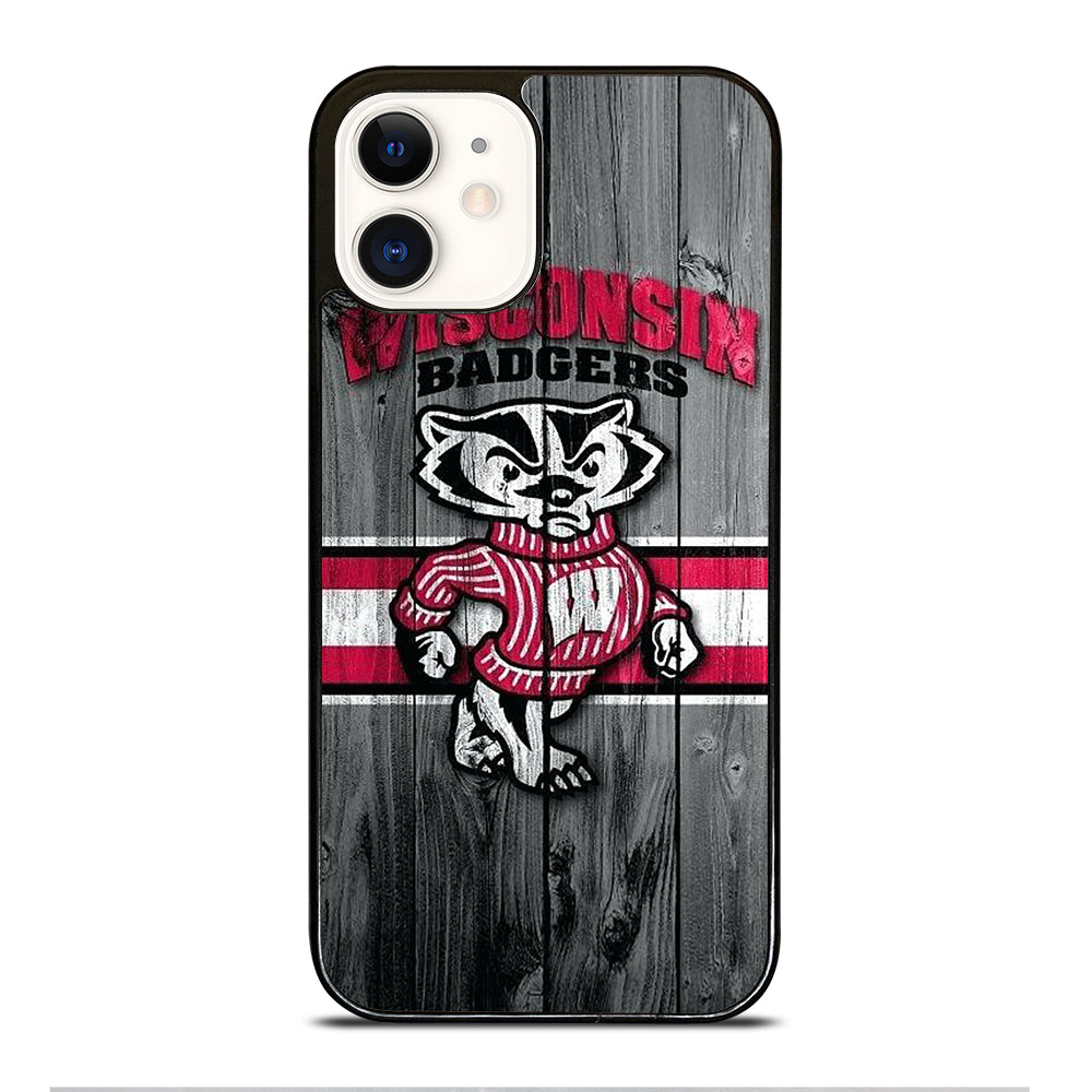 WISCONSIN BADGERS WOODEN LOGO iPhone 12 Case Cover