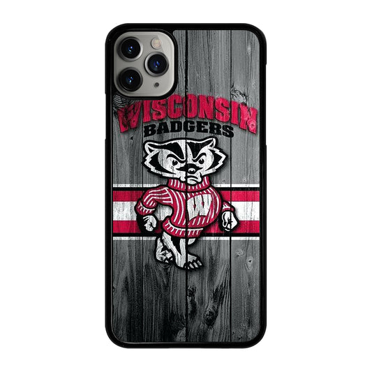 WISCONSIN BADGERS WOODEN LOGO iPhone 11 Pro Max Case Cover