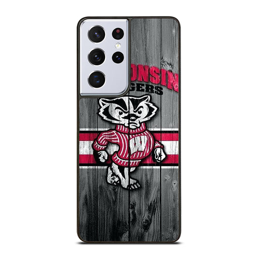 WISCONSIN BADGERS WOODEN LOGO Samsung Galaxy S21 Ultra Case Cover