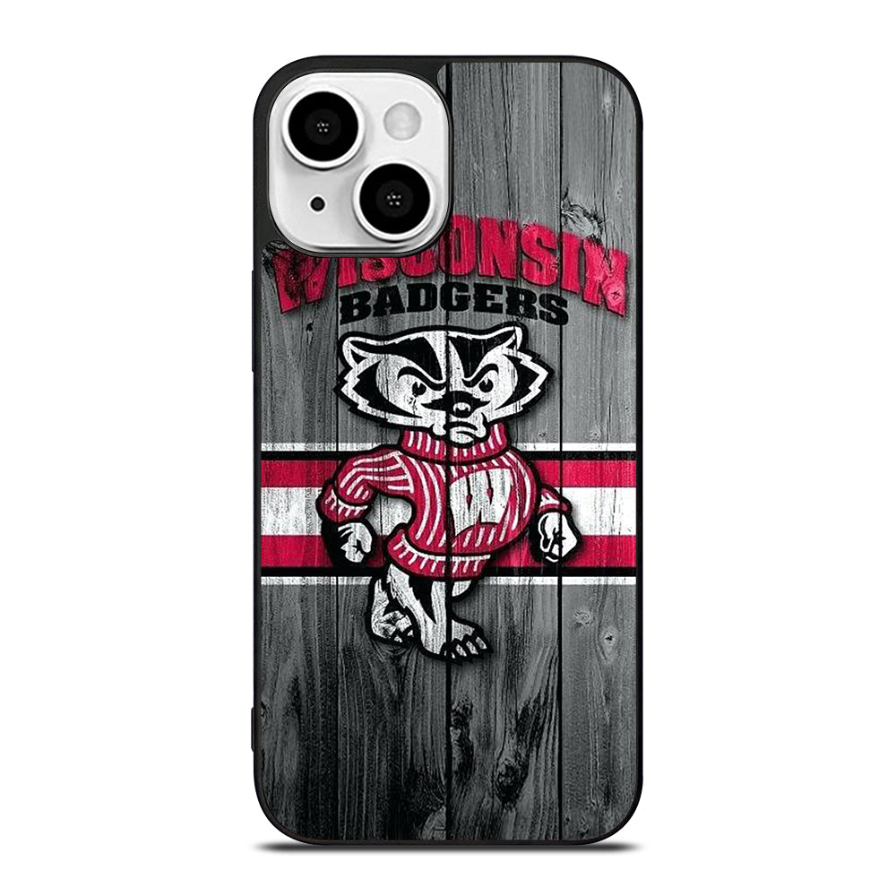 WISCONSIN BADGERS WOODEN LOGO iPhone 13 Mini Case Cover