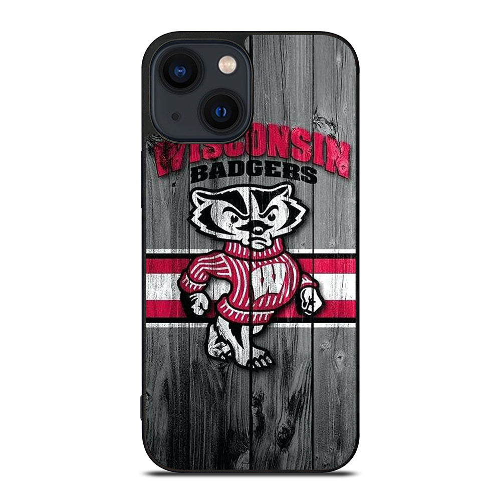 WISCONSIN BADGERS WOODEN LOGO iPhone 14 Plus Case Cover