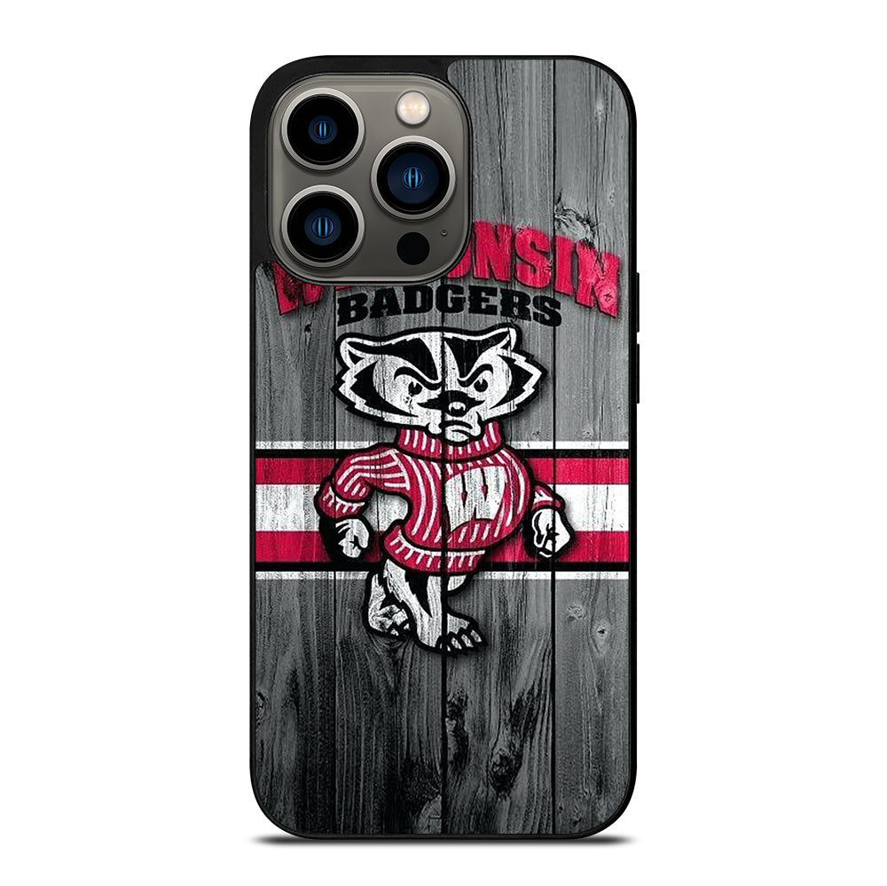 WISCONSIN BADGERS WOODEN LOGO iPhone 13 Pro Case Cover