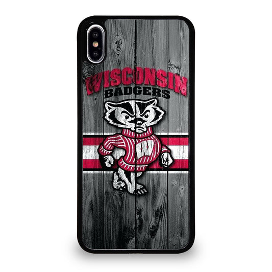 WISCONSIN BADGERS WOODEN LOGO iPhone XS Max Case Cover
