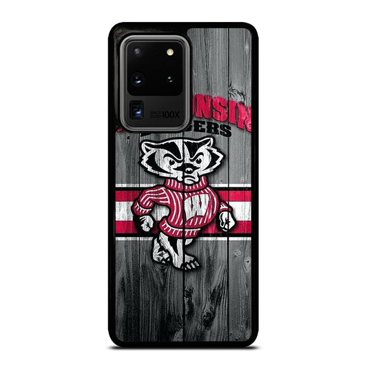 WISCONSIN BADGERS WOODEN LOGO Samsung Galaxy S20 Ultra Case Cover