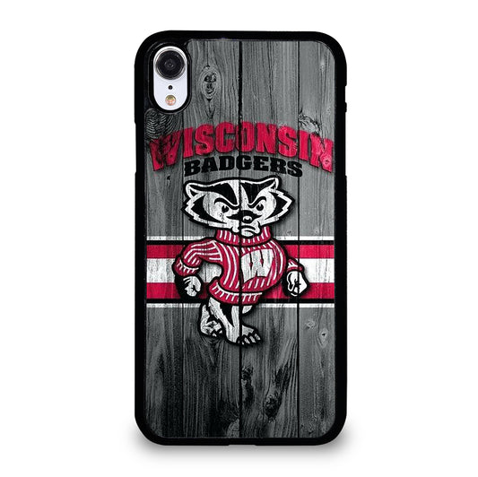 WISCONSIN BADGERS WOODEN LOGO iPhone XR Case Cover