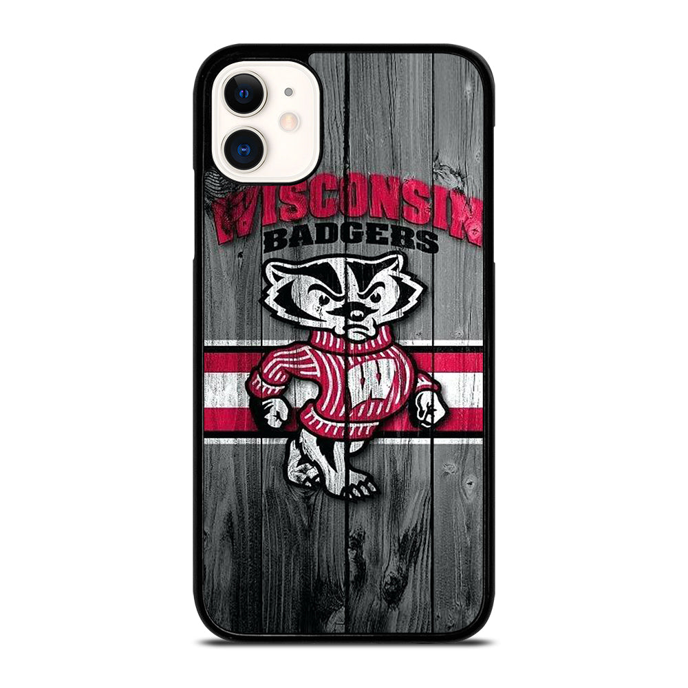 WISCONSIN BADGERS WOODEN LOGO iPhone 11 Case Cover
