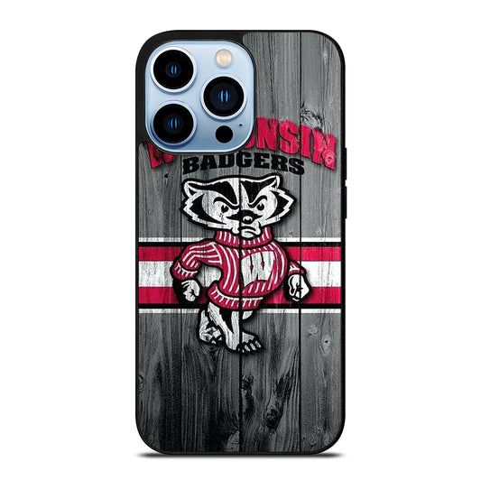 WISCONSIN BADGERS WOODEN LOGO iPhone 13 Pro Max Case Cover